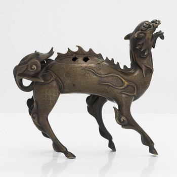 Rökelsekar med lock, brons. Qingdynastin, 1700-tal.