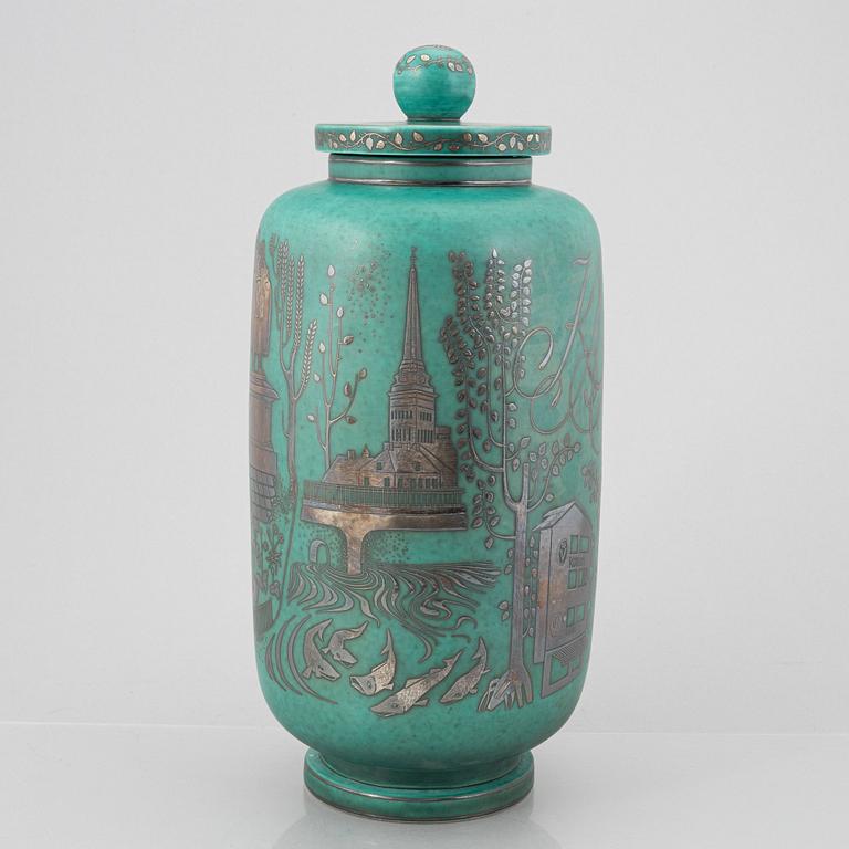 Wilhelm Kåge, an "Argenta" stoneware urn with cover, Gustavsberg, presumably 1944.