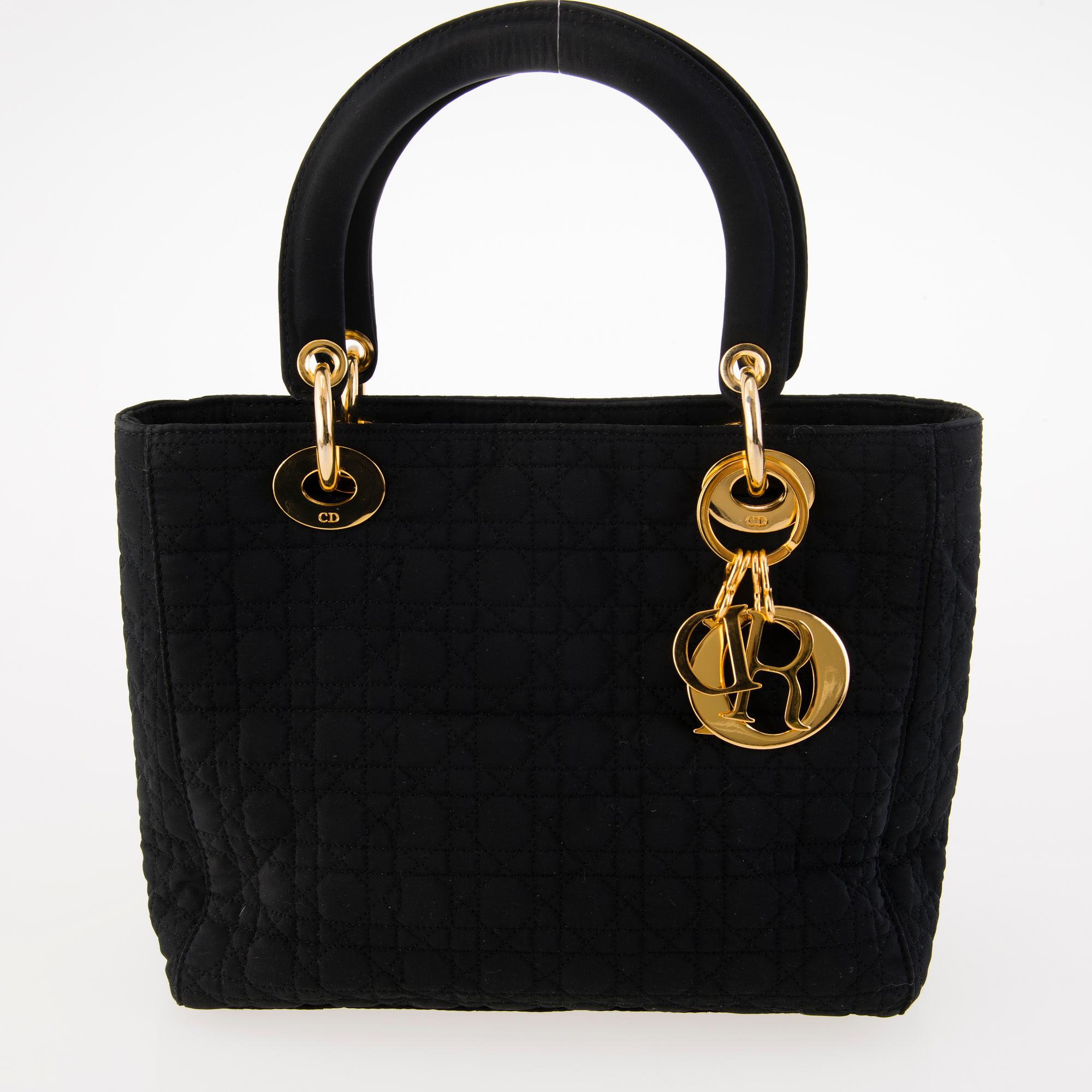 CHRISTIAN DIOR Lady Dior Handbag and Two Pairs of Tribal Earrings.
