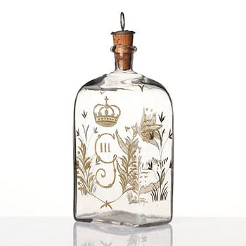 Plunta samt sex stycken spetsglas med Gustav IIIs monogram, Sverige, 1700-tal.
