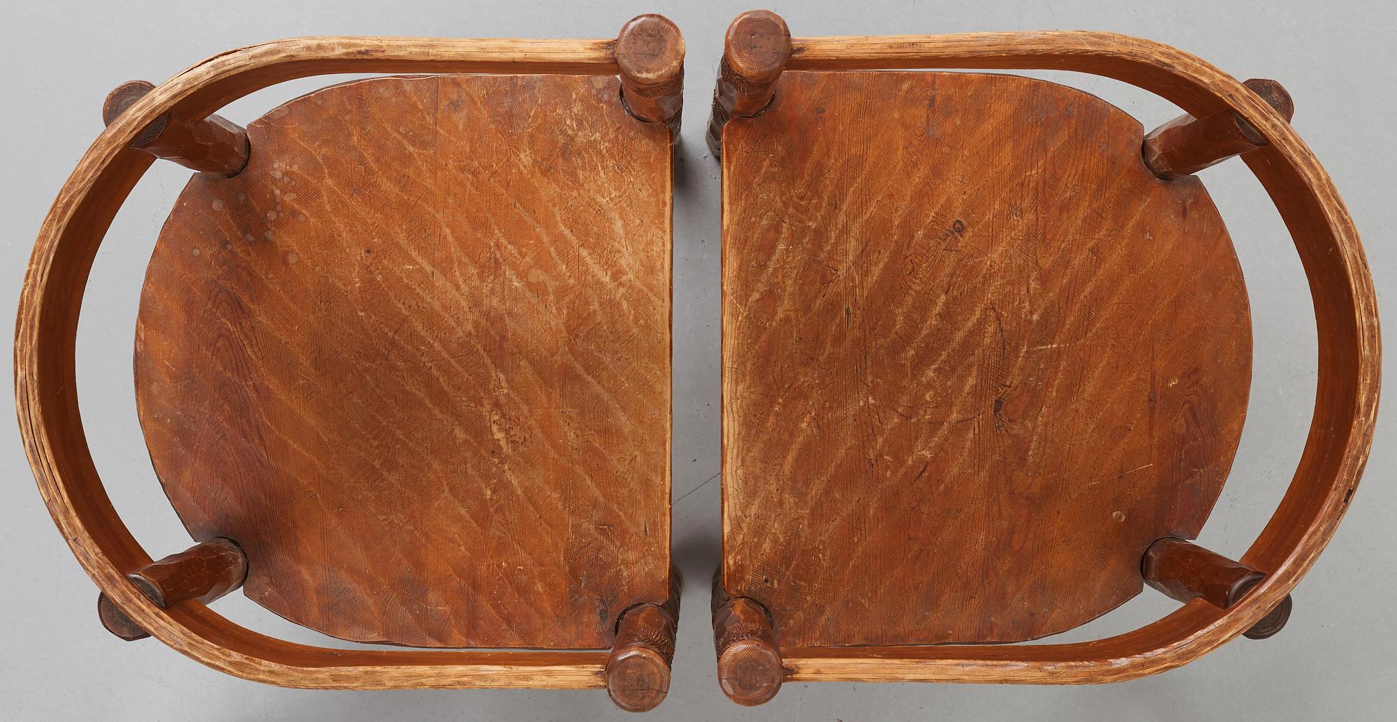 BRÖDERNA ERIKSSON (The Eriksson brothers), attributed to, a pair of stained and carved chairs, Arvika, Art Nouveau,