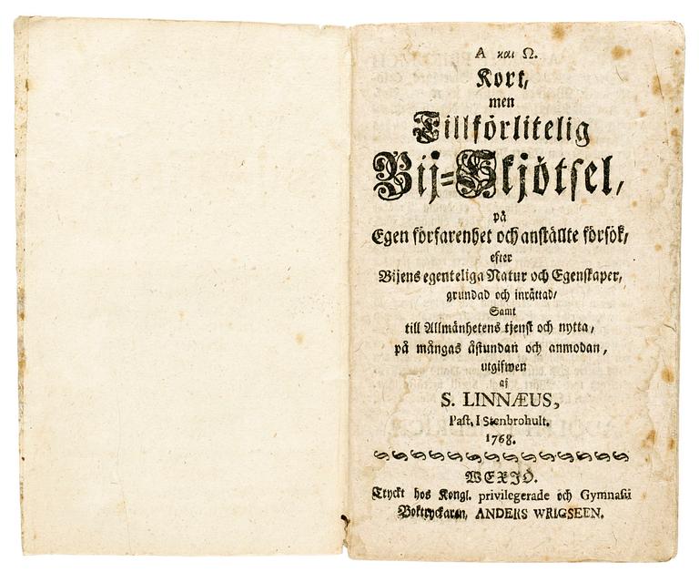 Samuel Linnaeus, "Kort men tillförlitelig Bij-Skjötsel".