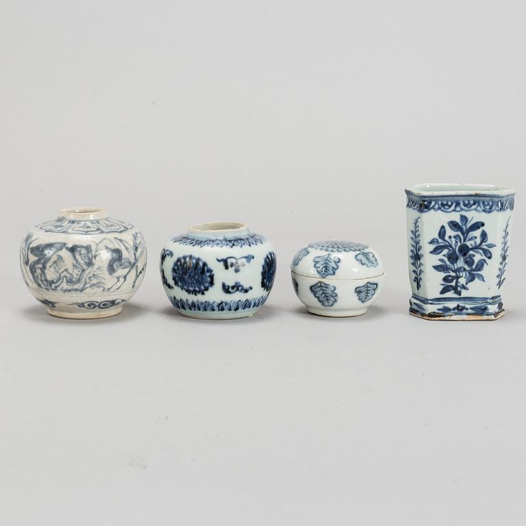 A group of blue and white South East Asian ceramics, some 16th/17th Century.