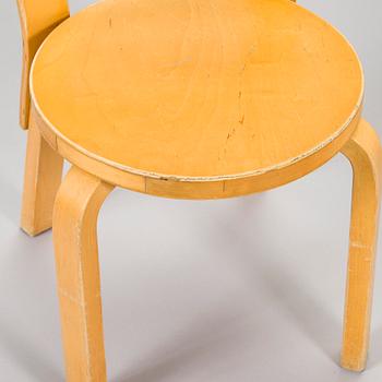 Alvar Aalto, children's chairs, model N65, for Artek, late 1990s.