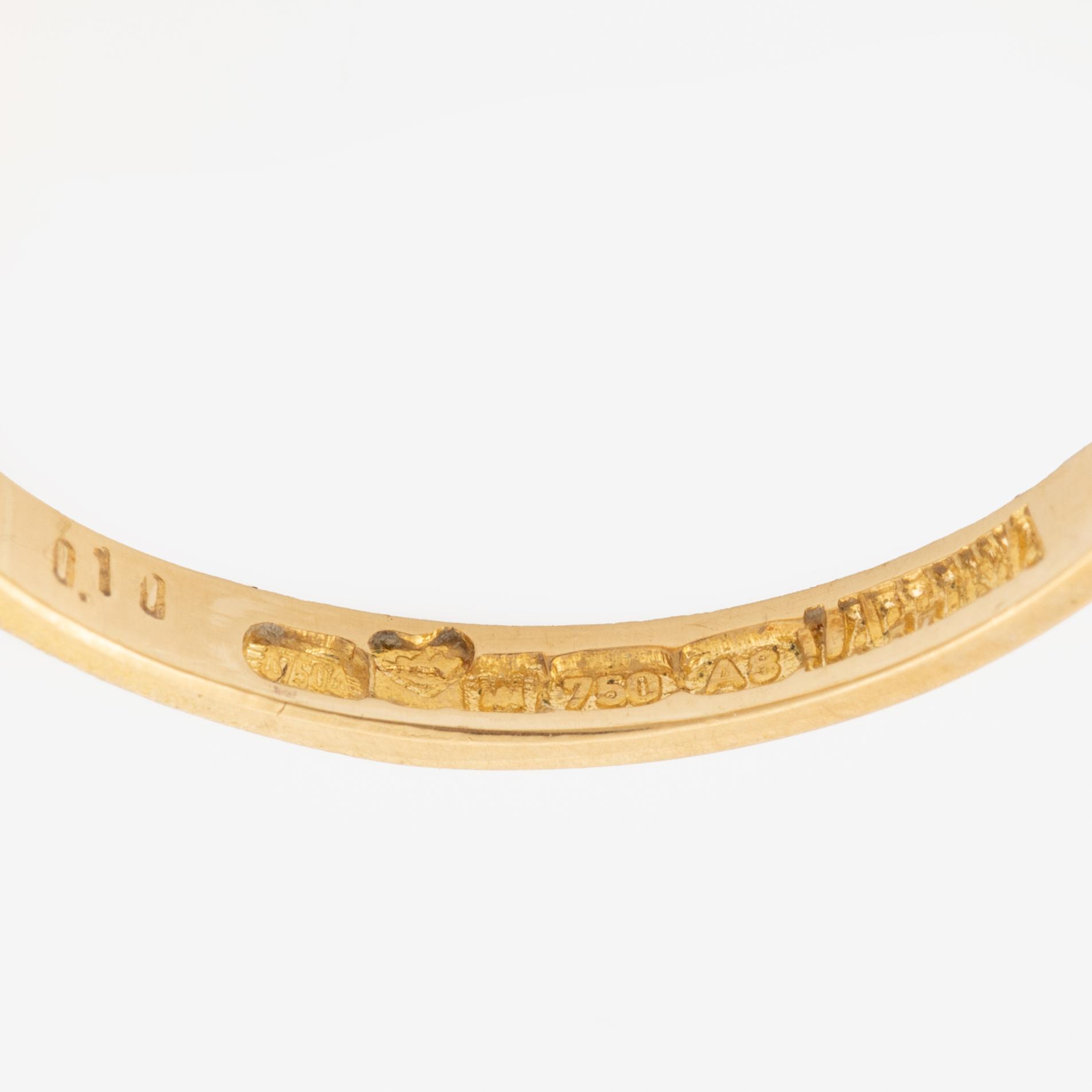 Lapponia, ring 18K gold set with a round brilliant-cut diamond, Finland 1978.