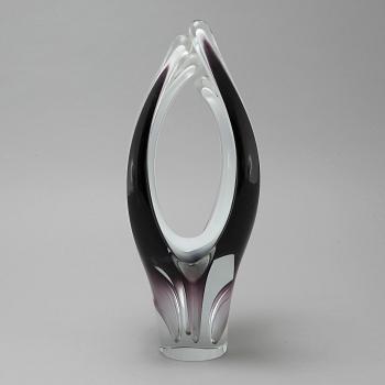 PAUL KEDELV, vas, glas, "Coquille", Flygsfors, signerad och daterad -57.