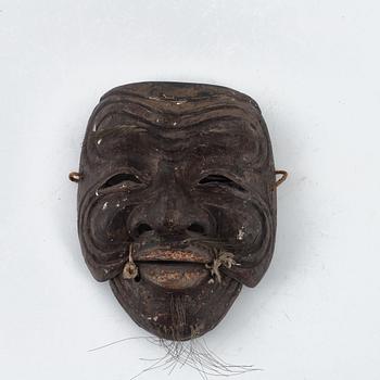 A Japanese wooden Noh mask, Edo period (1603-1868).