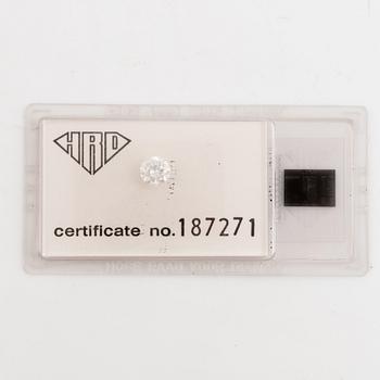 Briljantslipad diamant, oinfattad, 1,02 ct. Certifikat Antwerpen HRD.