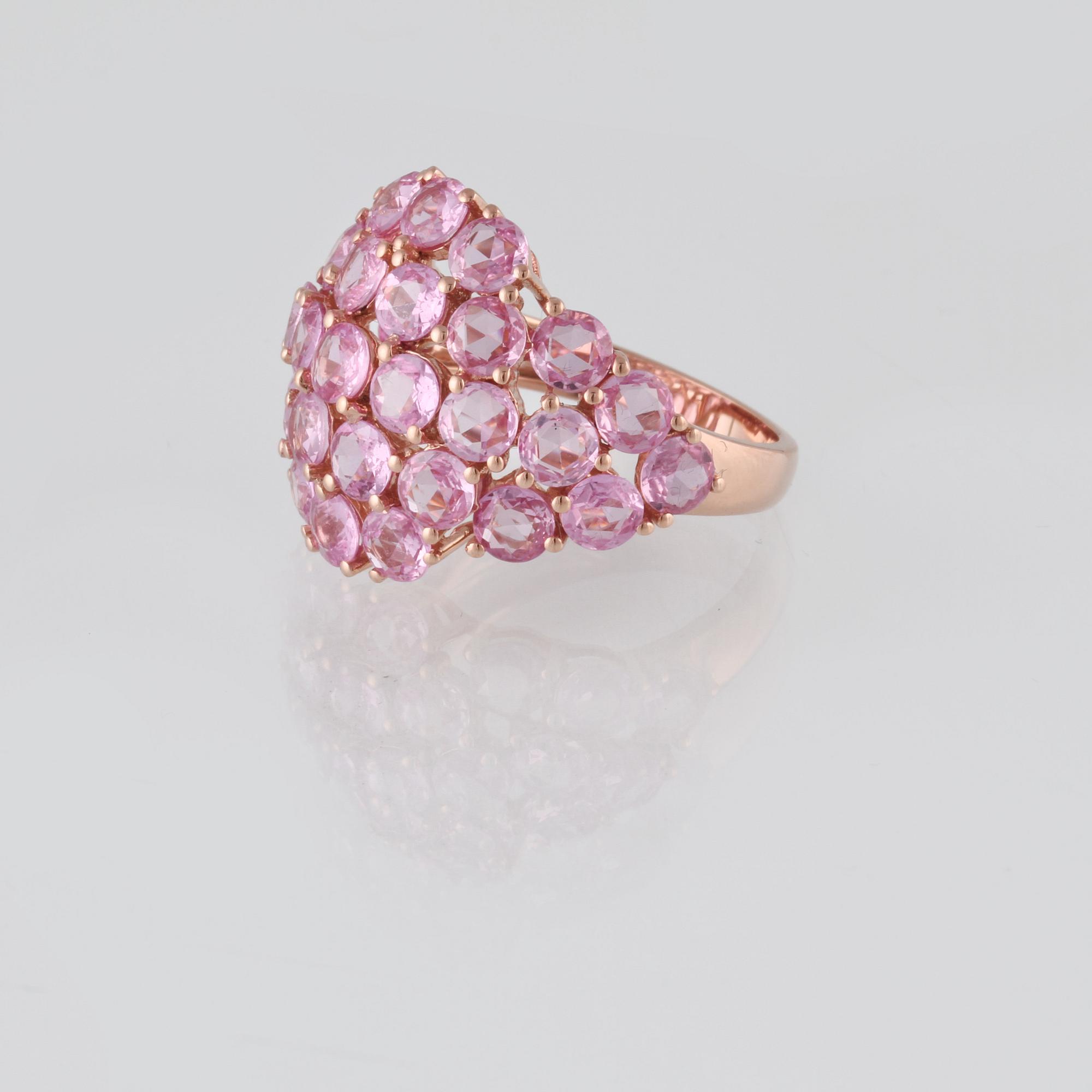 RING, 18K guld med fasettslipade rosa safirer ca 5.57 ct. Vikt 5,2 gram.