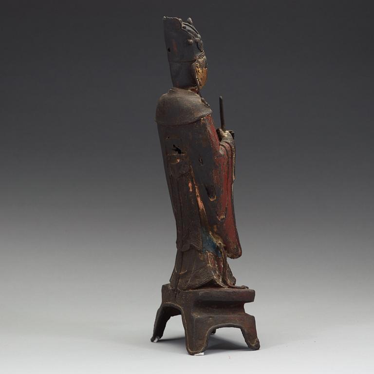 SKULPTUR, brons. Daoistisk dignitär, Mingdynastin (1368-1644).