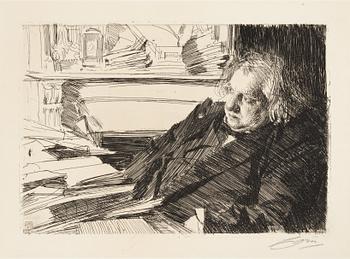 Anders Zorn, etching, 1892, signed in pencil.