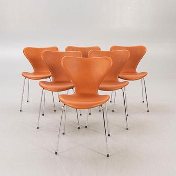 Arne Jacobsen, stolar 6 st "Sjuan" för Fritz Hansen Danmark, 1900-talets senare hälft.