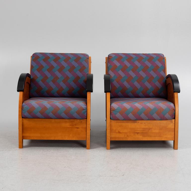 A pair of easy chairs, 1980's/90's.