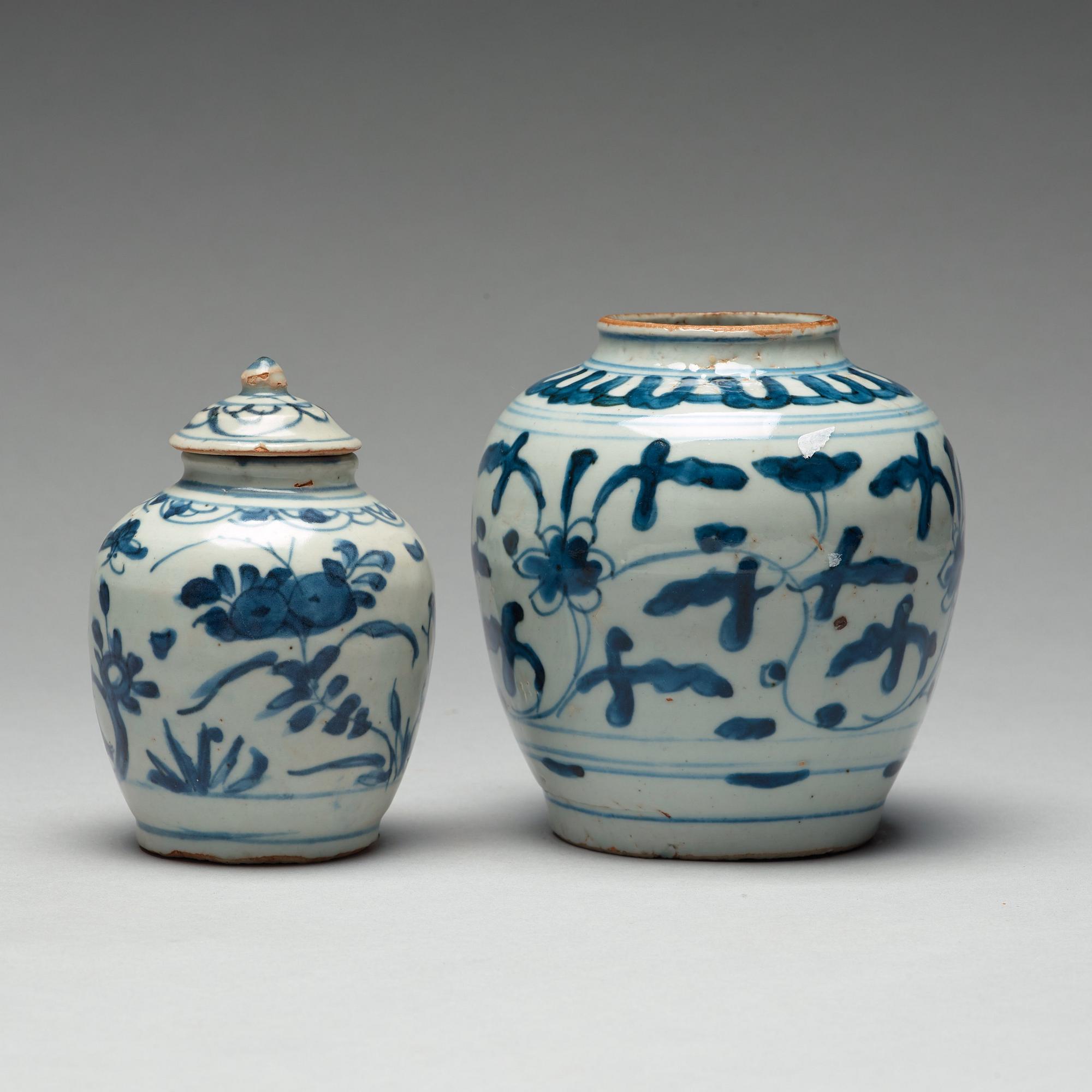 Two blue and white jars, Ming dynasty, 16th Century.
