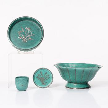 Wilhelm Kåge, a set of four "Argenta" pieces, Gustavsberg.