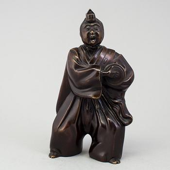 Two Japanese bronze sculptures of dancers, Meiji period (1868-1912). Signed to base.