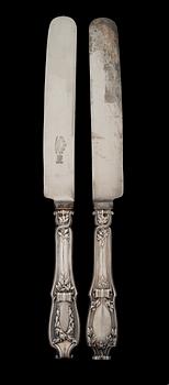 SIX FABERGÉ KNIVES AND FORKS, silver, Moscow 1899-1908.