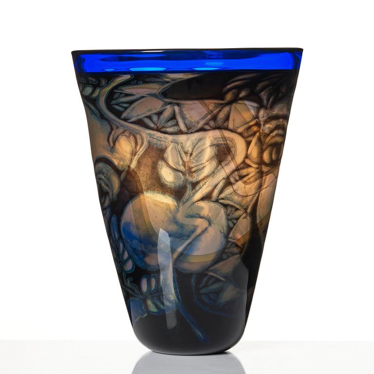 Eva Englund, a 'graal' glass vase, Orrefors, Sweden 1988.