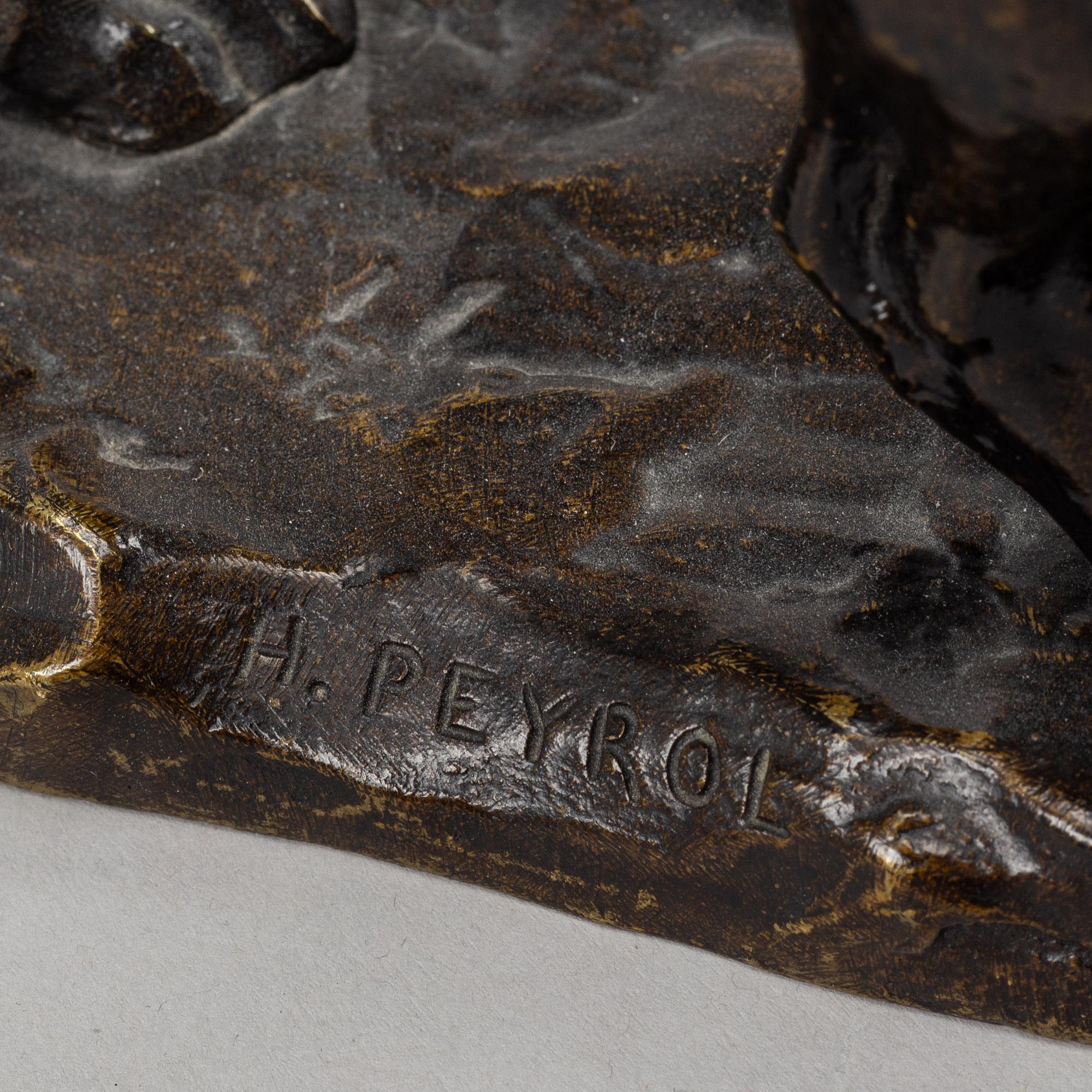 François Auguste Hippolyte Peyrol, after. Sculpture. Signed. Bronze. Height 15.5 cm. Length 32 cm.