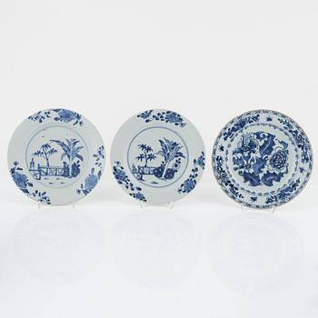 Tallrikar, 9 st, porslin, Kina, Qianlong (1736-95).
