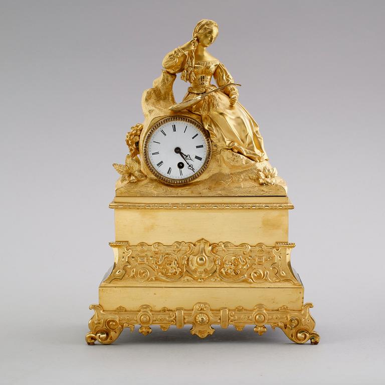 BORDSPENDYL, förgylld, brons, Frankrike, 1800-talets mitt.