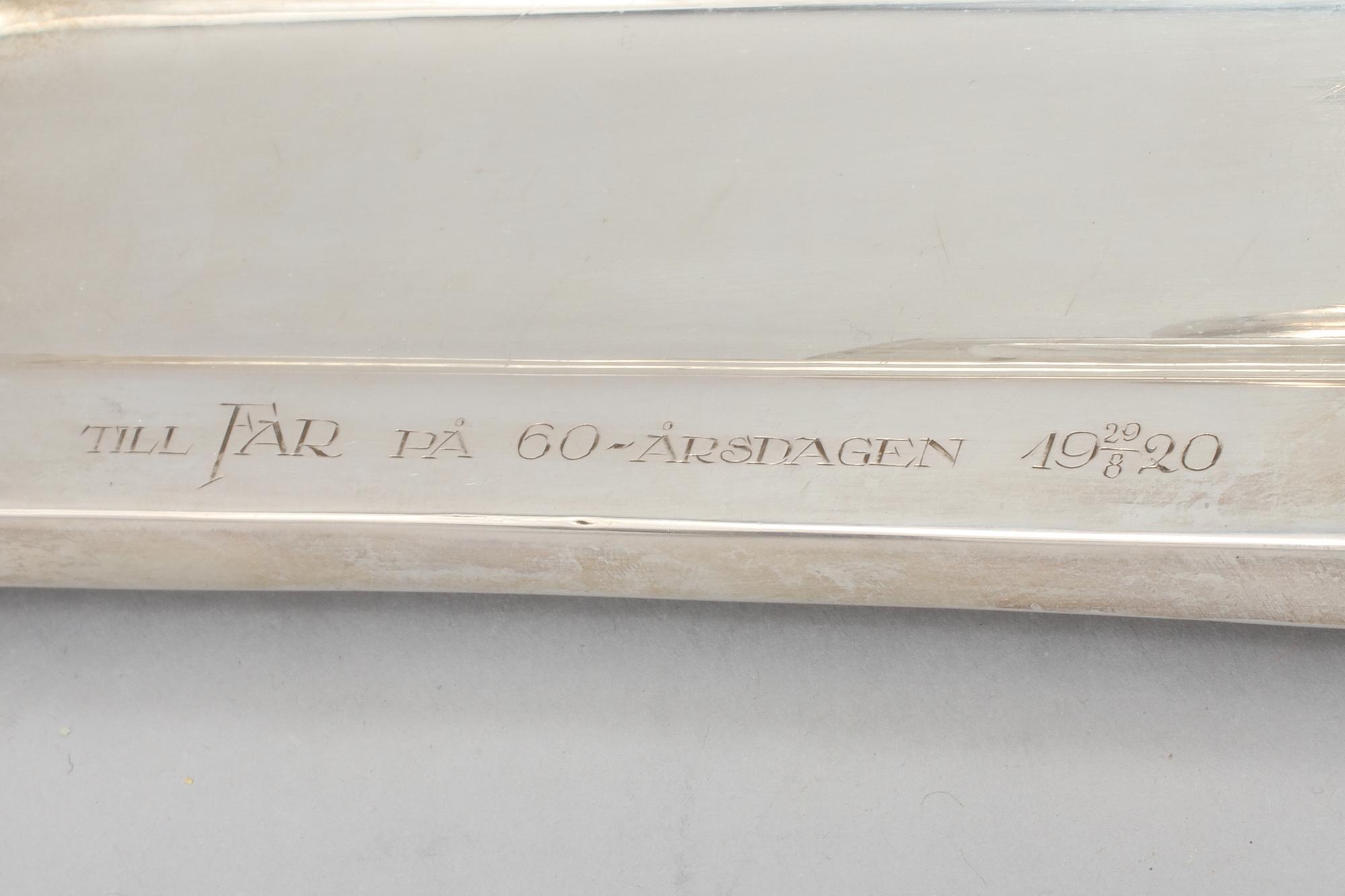 SKRIVSTÄLL, tre delar, silver och glas, K Andersson, Göteborg, 1904.