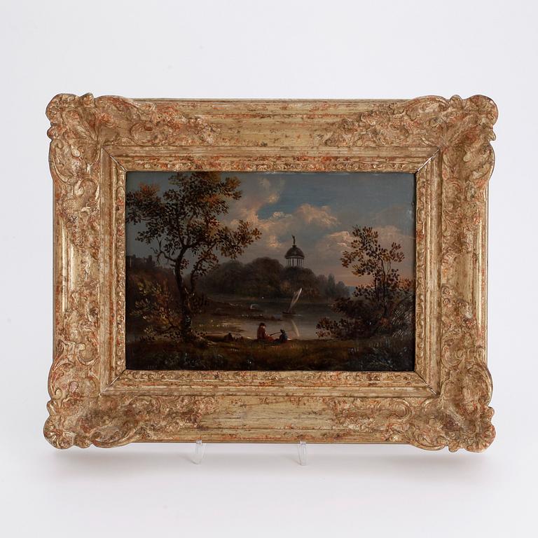 OKÄND KONSTNÄR, olja på pannå, 1800-tal.