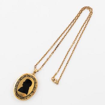 Collier 18K guld med siluettporträtt, 1800-tal.