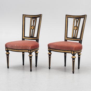 A pair of late Gustavian chairs, Lindome, Sweden, around 1800.