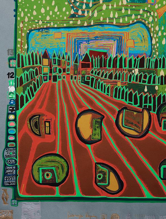 Friedensreich Hundertwasser, the complete portfolio comprising 10 silkscreens in colours with metallic imprints.