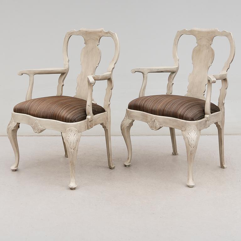 KARMSTOLAR, 1 par, barockstil, 1900-talets andra hälft.