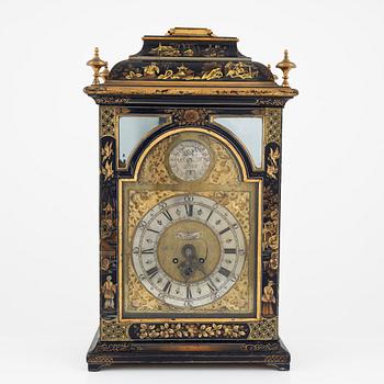 A Swedish late Baroque japanned bracket clock, first part of the 19th century.