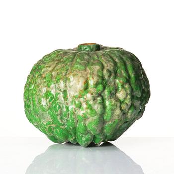 Hans Hedberg, a green glazed faience sculpture of a pumpkin, Biot, France.