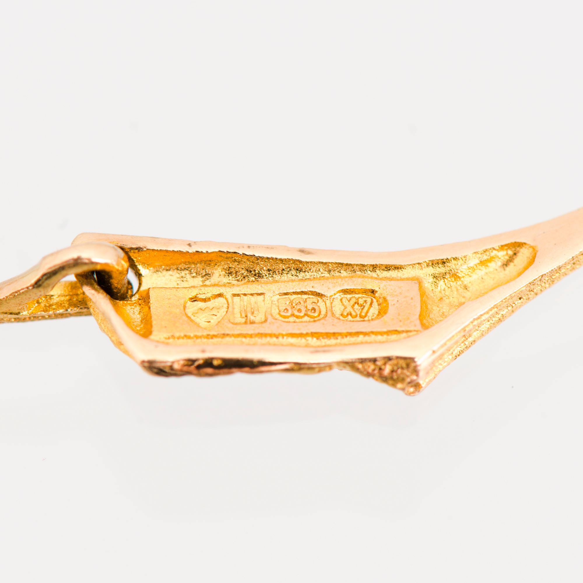 A BJÖRN WECKSTRÖM NECKLACE, 14K gold. Lapponia 1975.