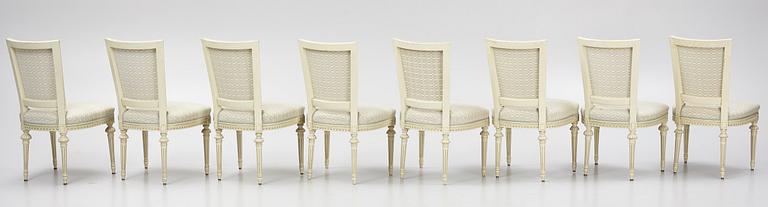 A set of eight Gustavians chairs, 20th Century.