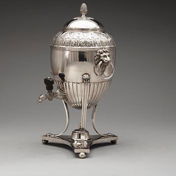 A Swedish 19th century silver tea-urn, marks of Johan Fredrik Björnstedt, Stockholm 1819.
