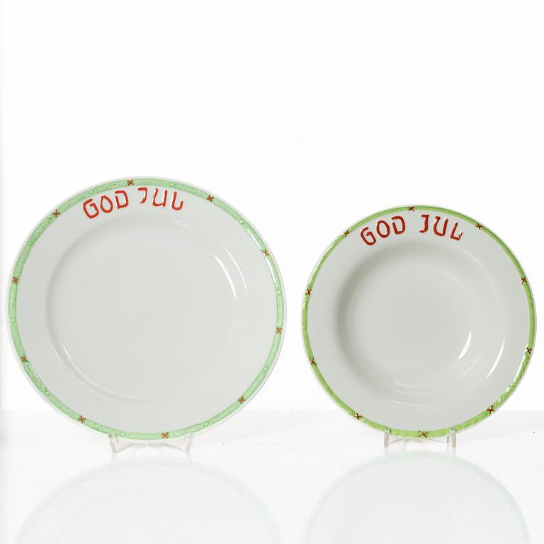 A 21-piece Christmas porcelain dinner service, 'God jul', Rörstrand / Gustavsberg.