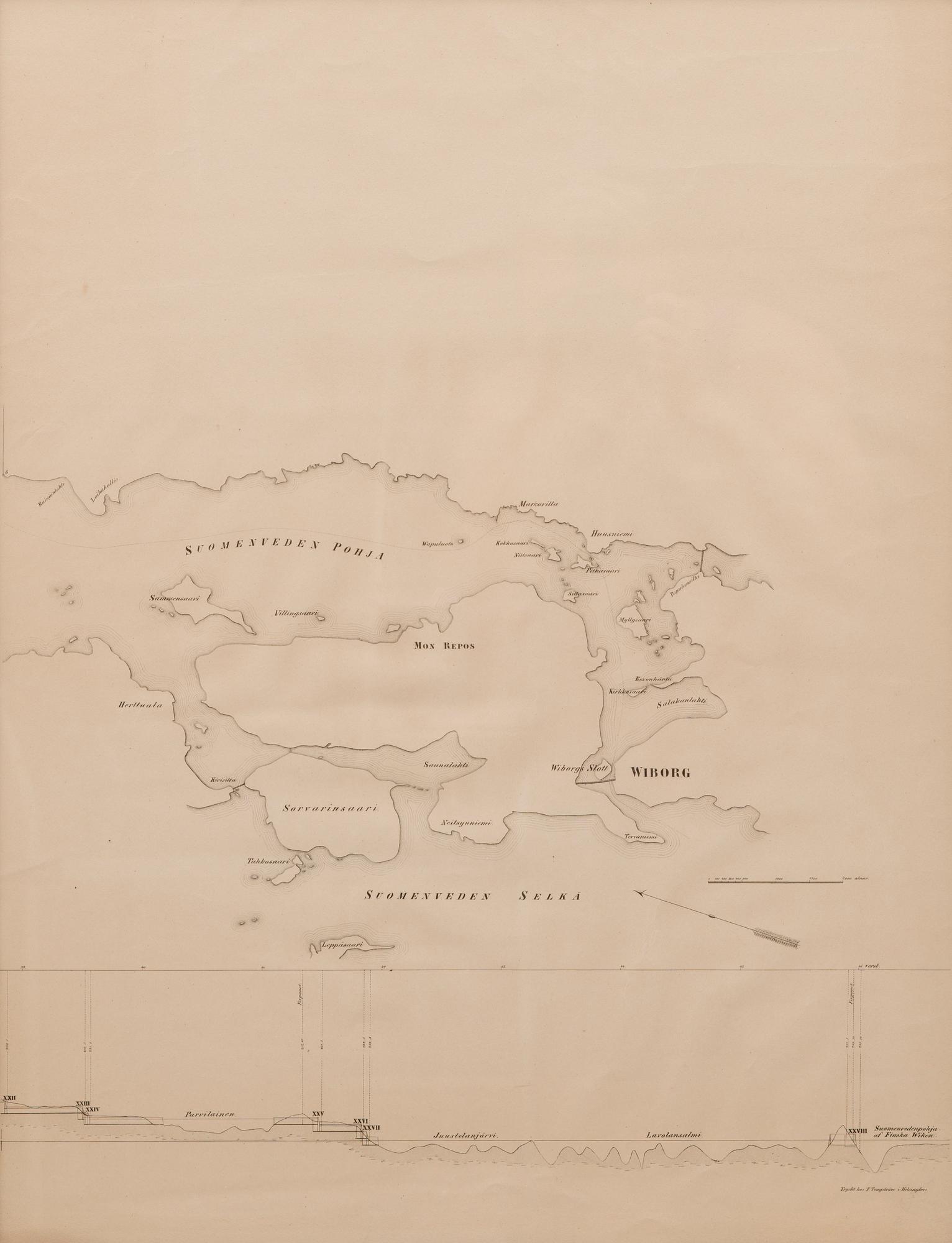 KARTOR, 7 st, litografi, F. Tengström, 1800-talets mitt.