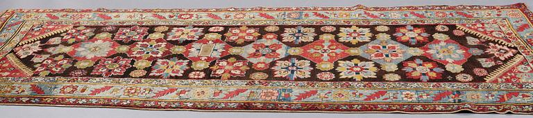 A CARPET, an antique Karabagh kelly, around 1870-1890, ca 330 x 157 cm (as well as one end has 1-3 cm flat weave).