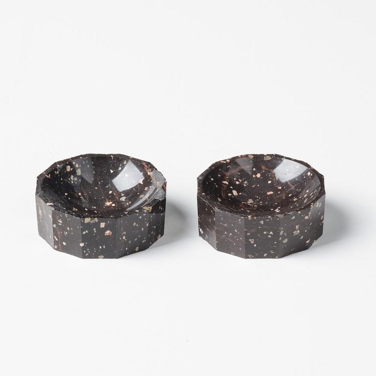 A pair of Swedish porphyry salts, early 19th century.