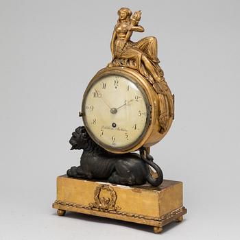 A late gustavian ca 1800 table clock by Israel Dahlström (clockmaker in Stockholm 1792-1829).