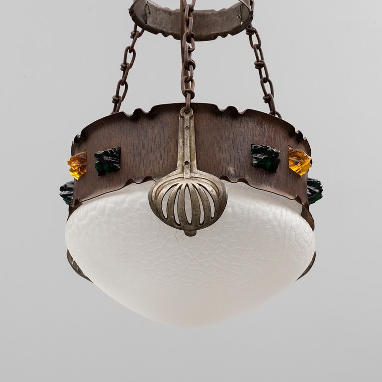 An Art Nouveau ceiling light, early 20th century.