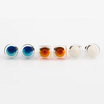 Siv Lagerström, three pairs of cufflinks, acrylic plastic, 1970s.