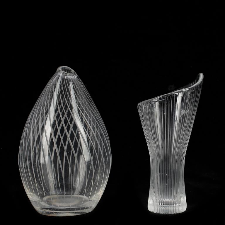 VASER, 2 st, glas, Tapio Wirkkala, Iittala, sign.