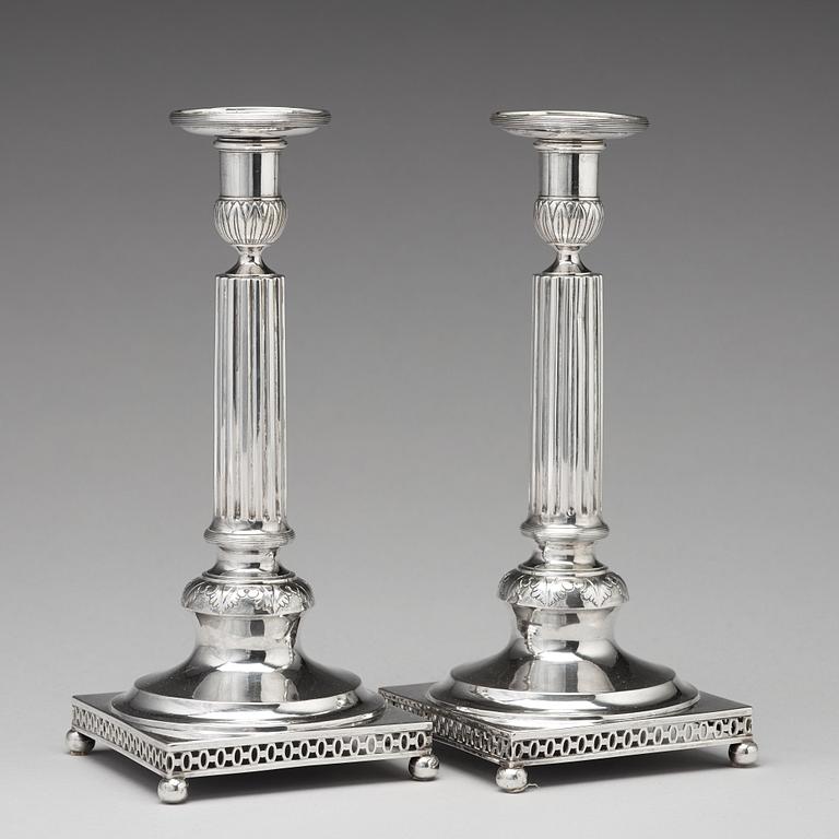 A pair of Swedish 18th century silver candlesticks, mark of Johan Israel Beckman, Stockholm 1796.