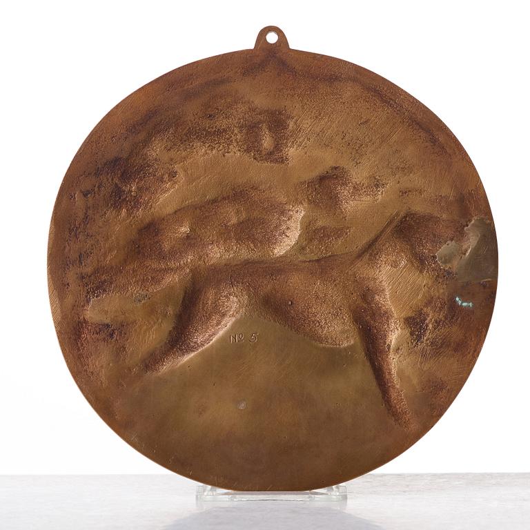 Bruno Liljefors, BRUNO LILJEFORS, bronze plaque, signed with initials. Diameter 18 cm.