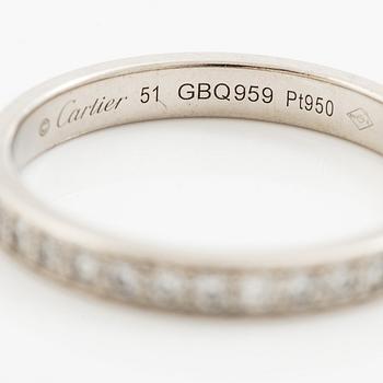Cartier two rings platinum with round brilliant-cut diamonds.