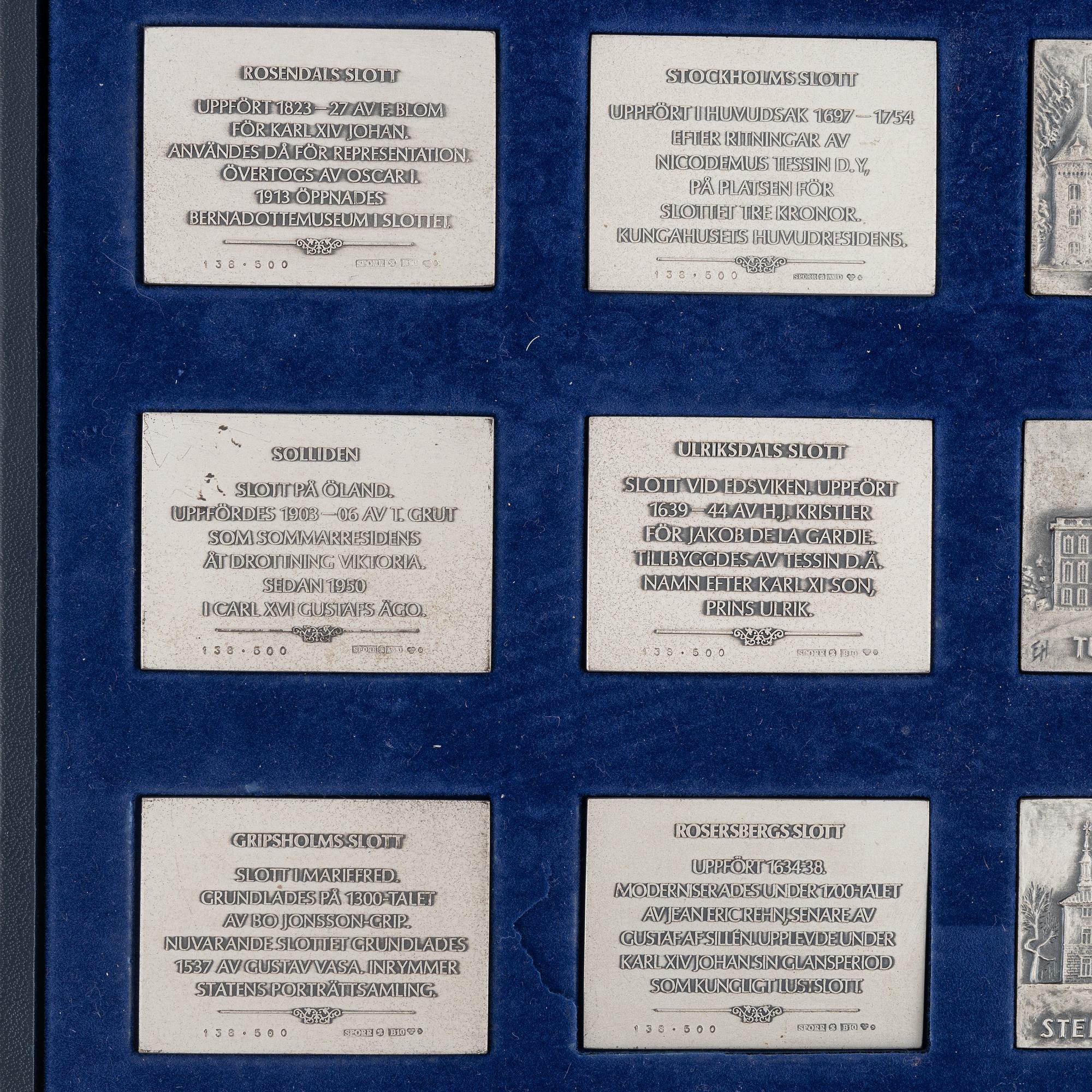 A group of twelve 'Svenska slott' silver plaques, Sporrong, Sweden, 1976.