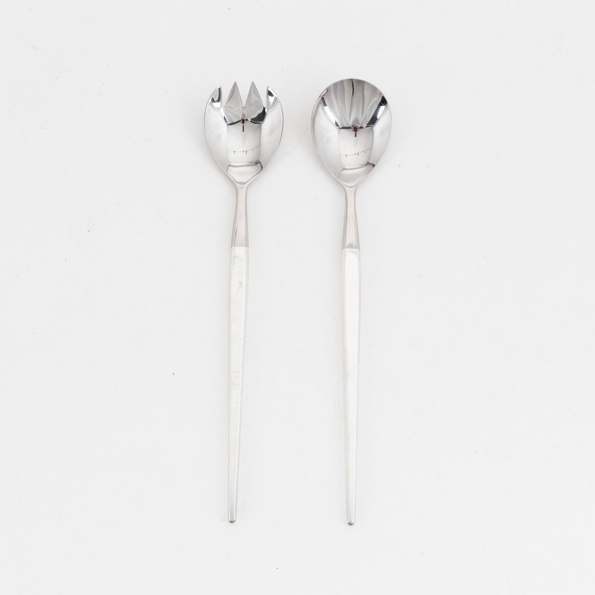 Theresia Hvorslev, sterling silver salad cutlery, 'Tradtition', MEMA, Lidköping, 1970.