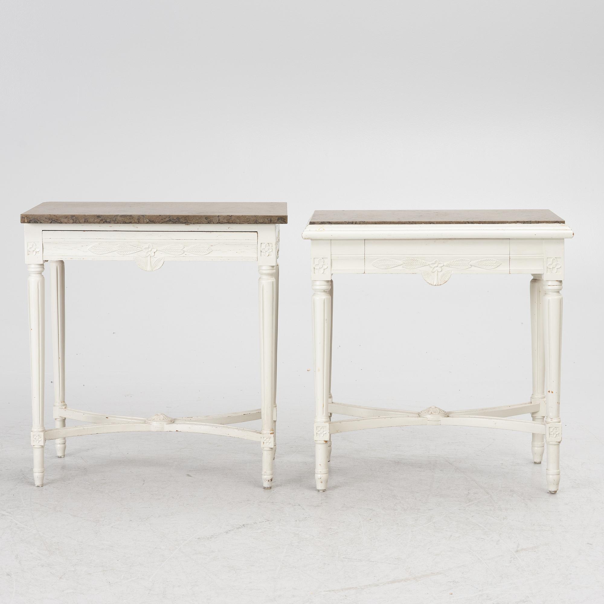 Two side tables, Gustavian style, 20th century.